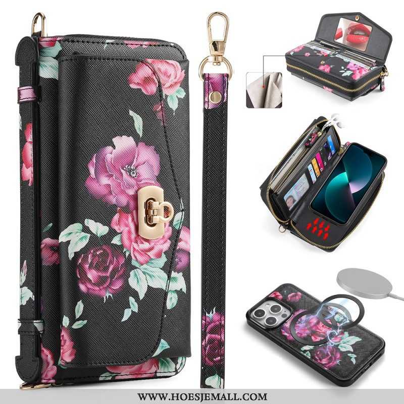 Hoesje Leren Hoesje voor iPhone 15 Pro Max Compleet Accessoire Met Afneembare Schaal