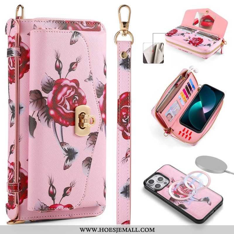 Hoesje Leren Hoesje voor iPhone 15 Pro Max Compleet Accessoire Met Afneembare Schaal