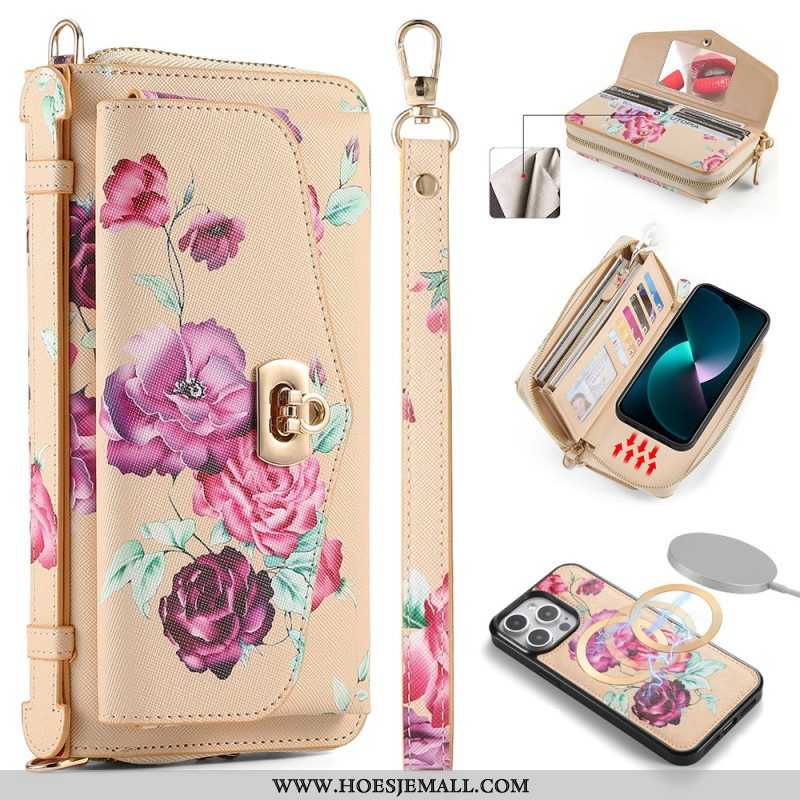 Hoesje Leren Hoesje voor iPhone 15 Pro Max Compleet Accessoire Met Afneembare Schaal