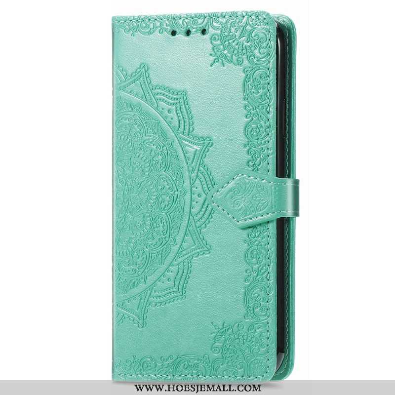 Folio-hoesje voor iPhone 15 Pro Max Met Ketting Barokmandala Met Riempje