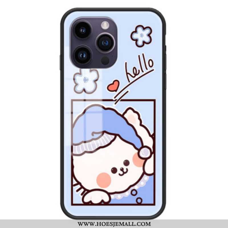 Hoesje voor iPhone 15 Pro Max Blauw Cat Gehard Glas