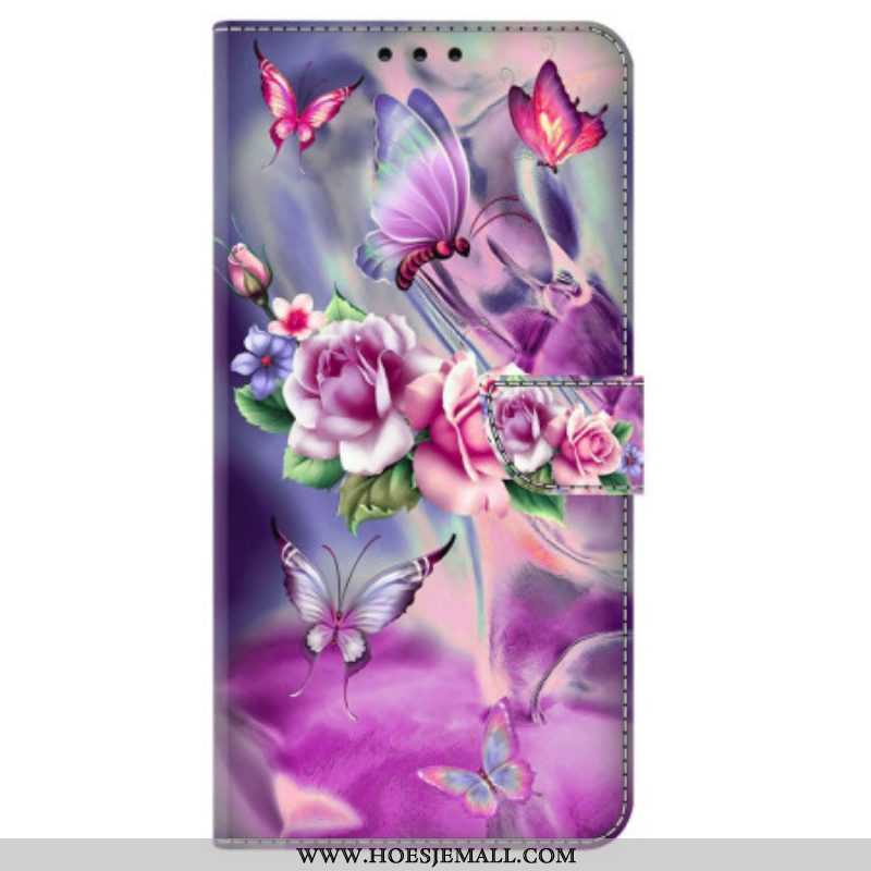 Leren Hoesje voor iPhone 15 Pro Mooie Bloemen