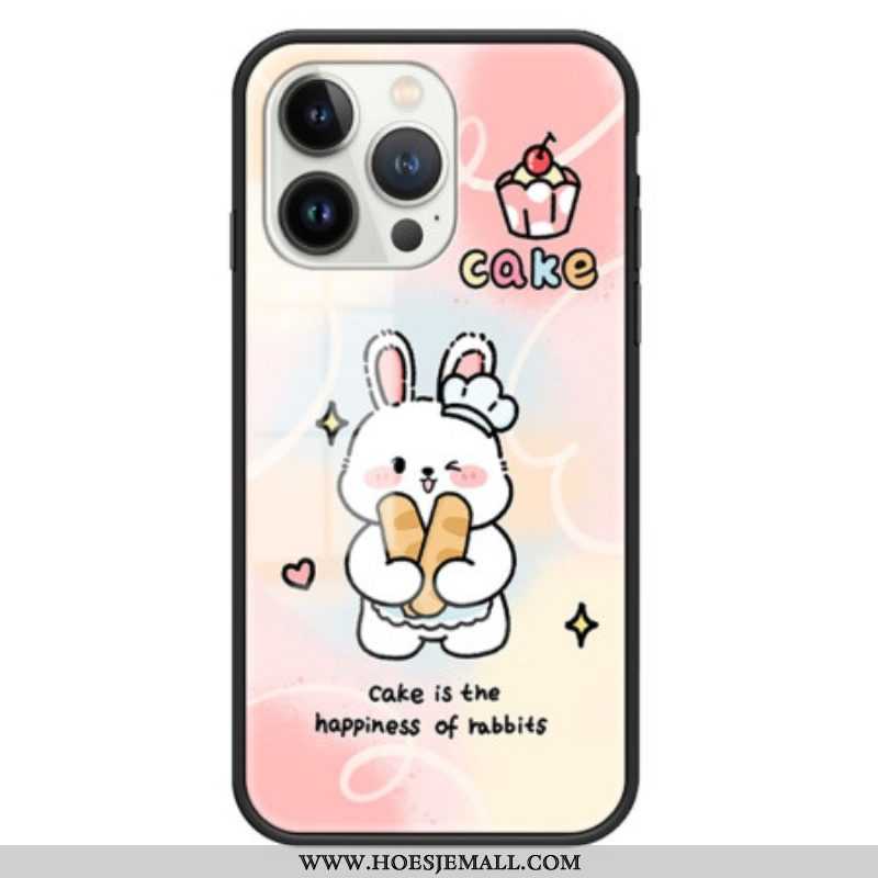 Hoesje voor iPhone 15 Pro Happy Rabbit Gehard Glas