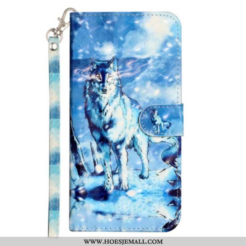 Folio-hoesje voor iPhone 15 Pro Met Ketting 3d Wolven Met Riem