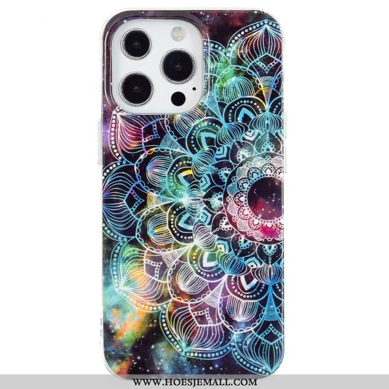 Hoesje voor iPhone 15 Pro Fluorescerende Mandala