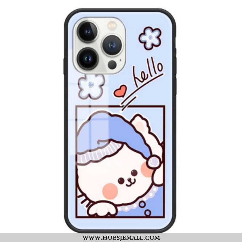 Hoesje voor iPhone 15 Pro Blauw Cat Gehard Glas