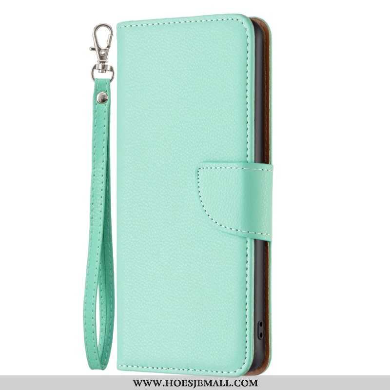 Leren Hoesje voor iPhone 15 Met Ketting Litchistrook