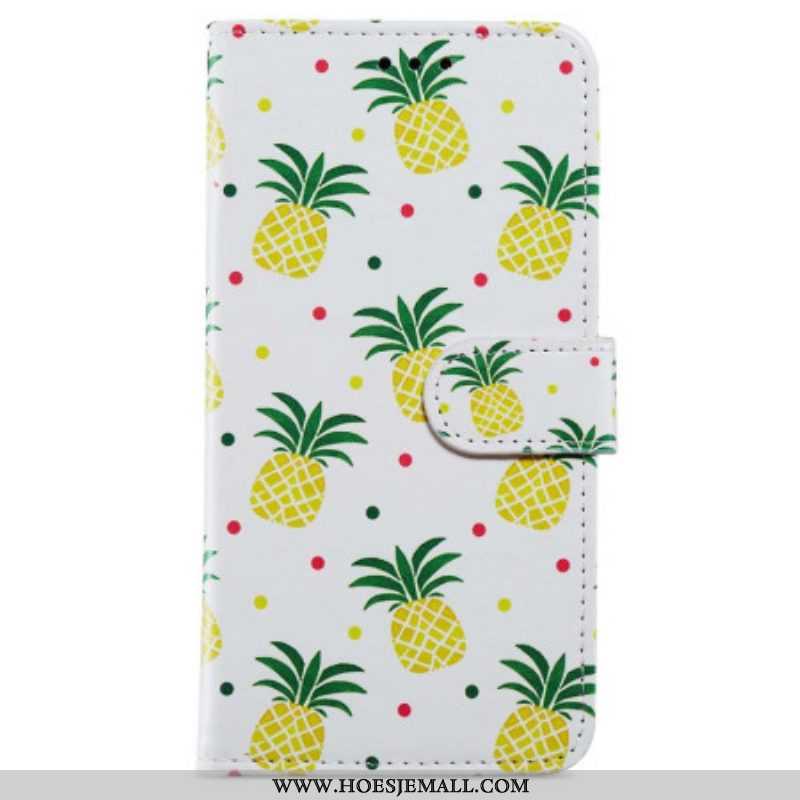 Folio-hoesje voor iPhone 15 Met Ketting Ananas Met Bandje