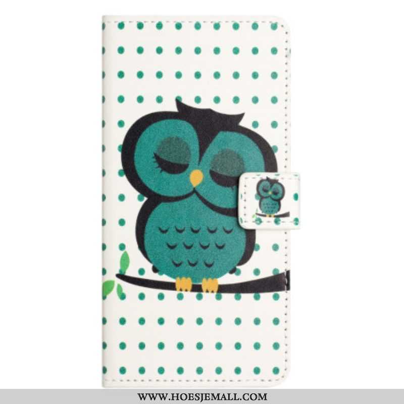 Folio-hoesje voor iPhone 15 Slapende Uil