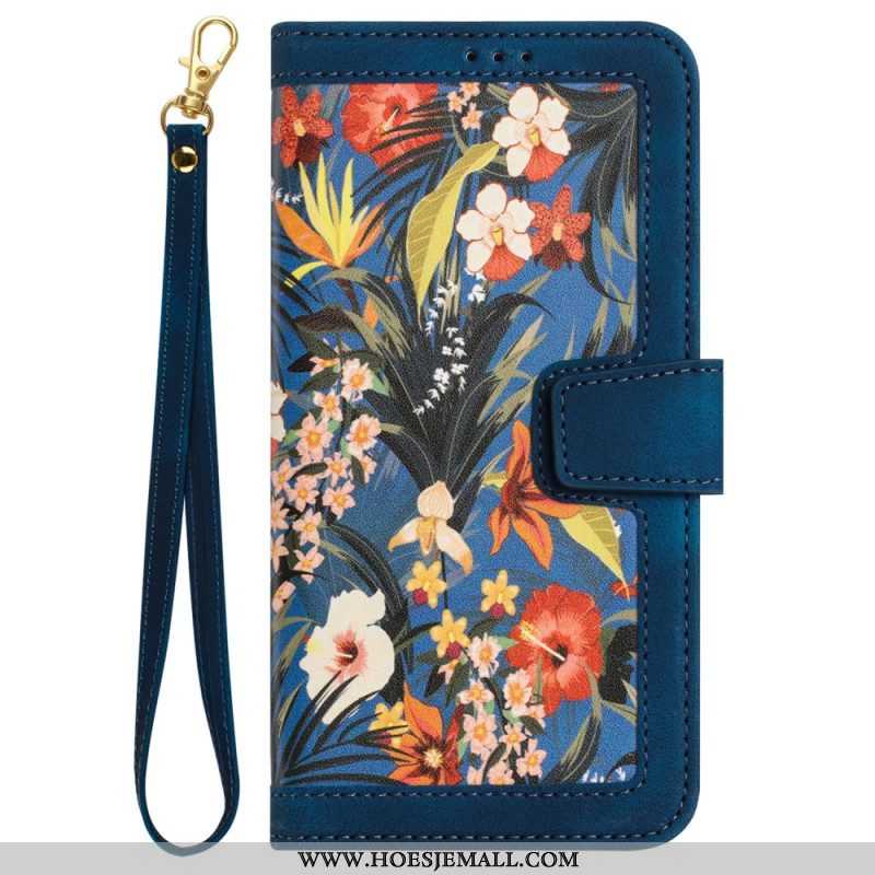 Leren Hoesje voor iPhone 15 Luxe Bloemen