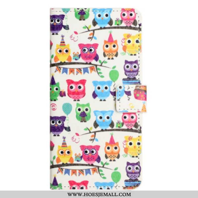 Leren Hoesje voor iPhone 15 Bende Uilen