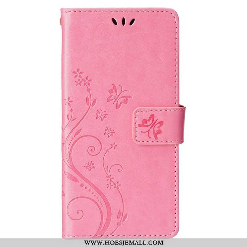 Folio-hoesje voor iPhone 15 Bloemen Met Koord