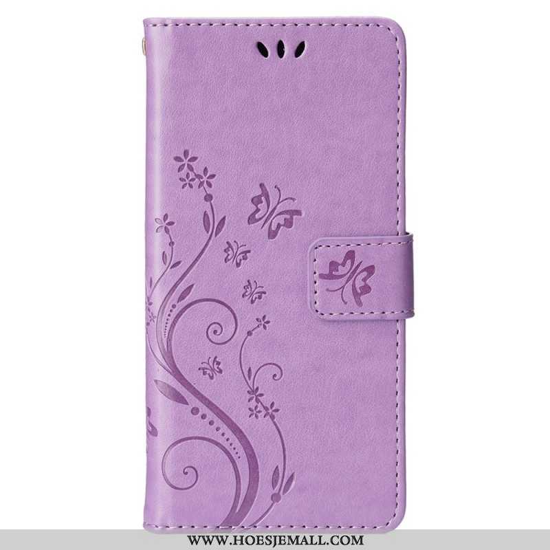 Folio-hoesje voor iPhone 15 Bloemen Met Koord