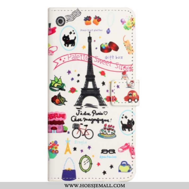 Flip Case voor iPhone 15 Zoet Parijs