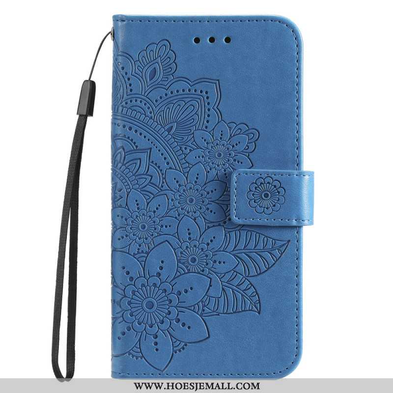 Leren Hoesje Huawei Nova 11 Pro Bandje Met Bloemenprint Bescherming Hoesje