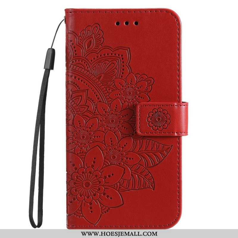 Leren Hoesje Huawei Nova 11 Pro Bandje Met Bloemenprint Bescherming Hoesje