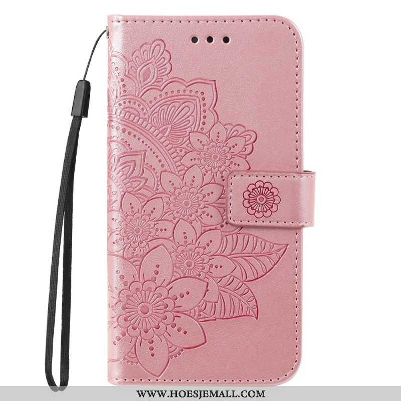 Leren Hoesje Huawei Nova 11 Pro Bandje Met Bloemenprint Bescherming Hoesje