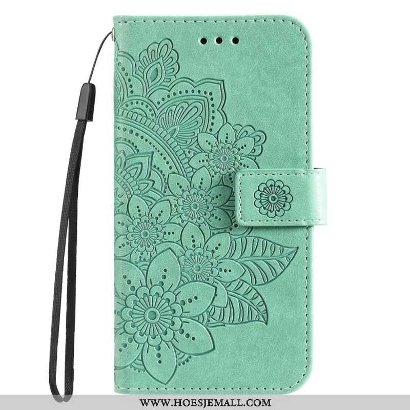 Leren Hoesje Huawei Nova 11 Pro Bandje Met Bloemenprint Bescherming Hoesje