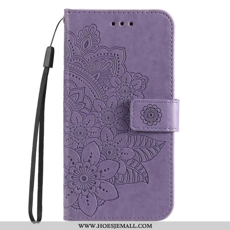 Leren Hoesje Huawei Nova 11 Pro Bandje Met Bloemenprint Bescherming Hoesje