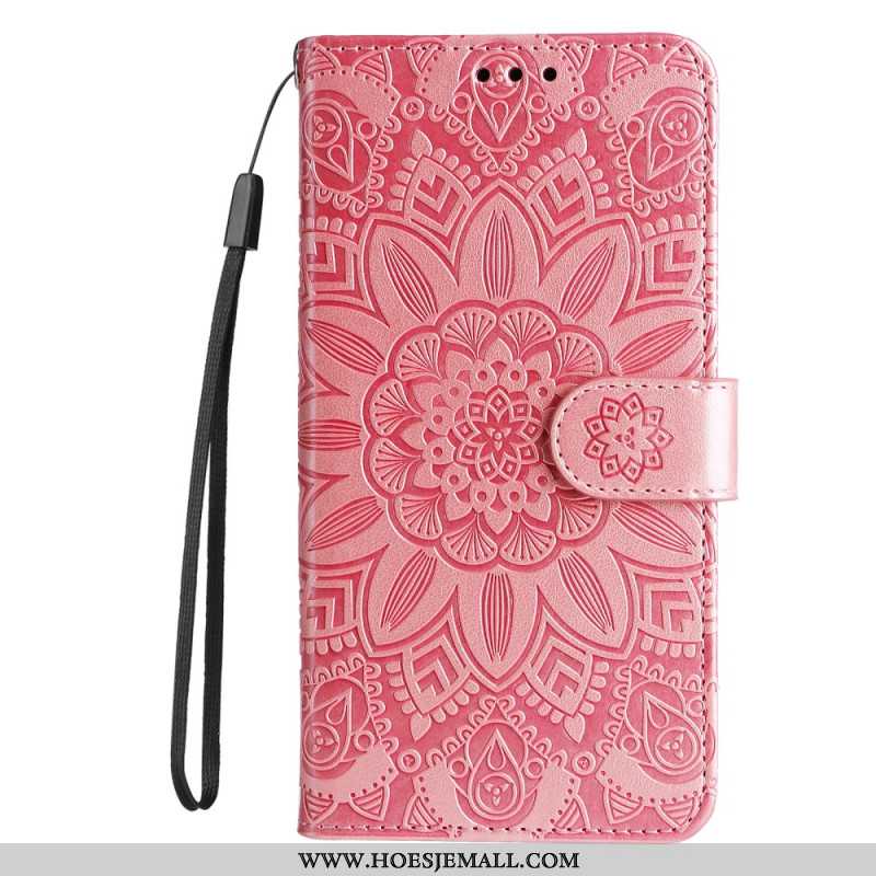 Leren Hoesje Huawei Nova 11 Pro Zonnebloem Met Riempje Bescherming Hoesje