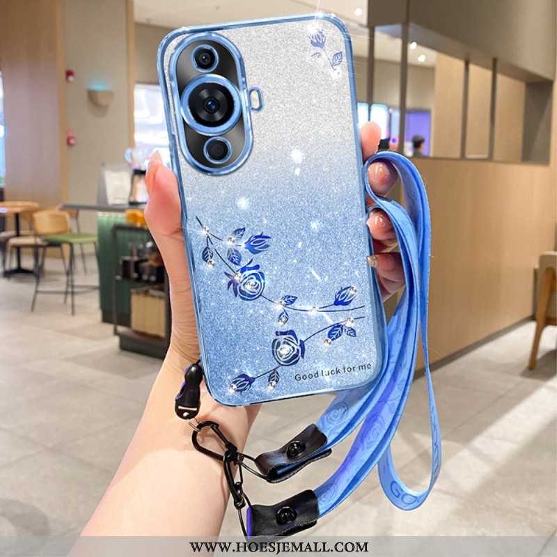 Case Hoesje Huawei Nova 11 Pro Telefoonhoesje Strass Pailletten Met Riempje