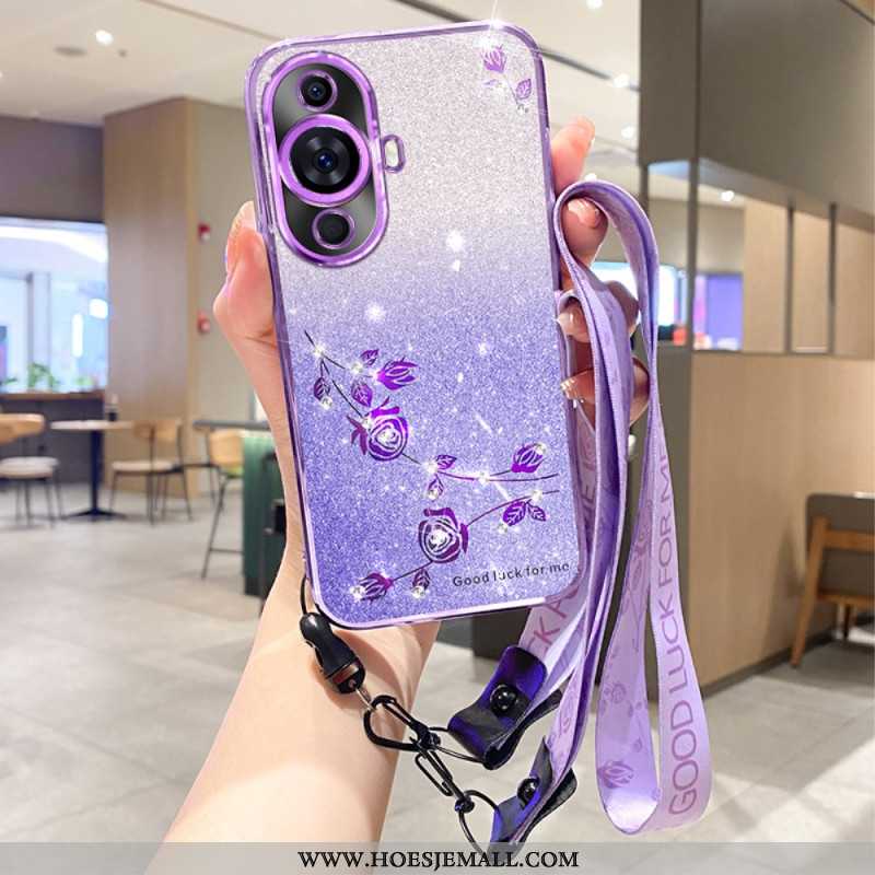 Case Hoesje Huawei Nova 11 Pro Telefoonhoesje Strass Pailletten Met Riempje