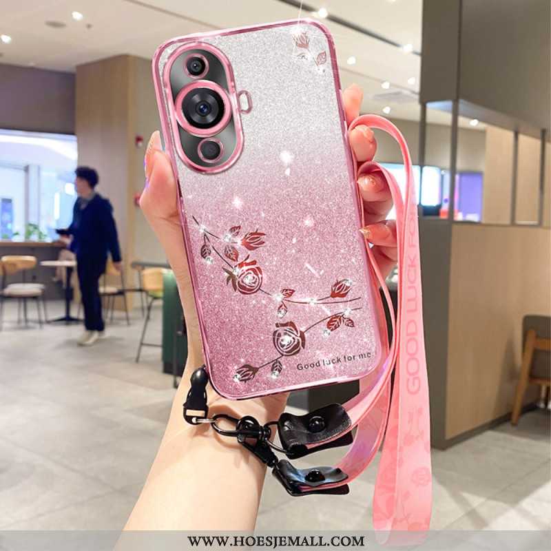 Case Hoesje Huawei Nova 11 Pro Telefoonhoesje Strass Pailletten Met Riempje