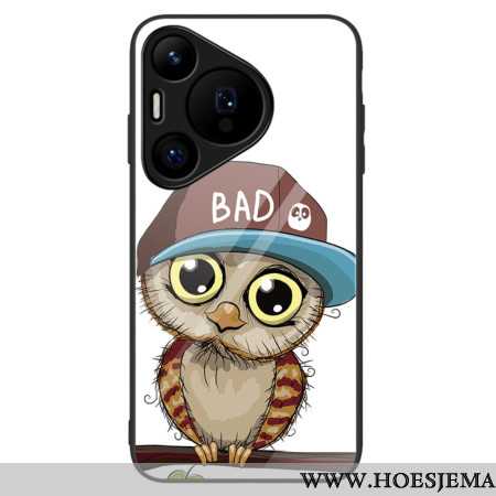 Cover Hoesje Huawei Pura 70 Telefoonhoesje Gehard Glas Slechte Uil