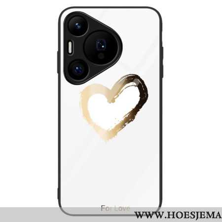 Cover Hoesje Huawei Pura 70 Telefoonhoesje Gouden Hart Gehard Glas