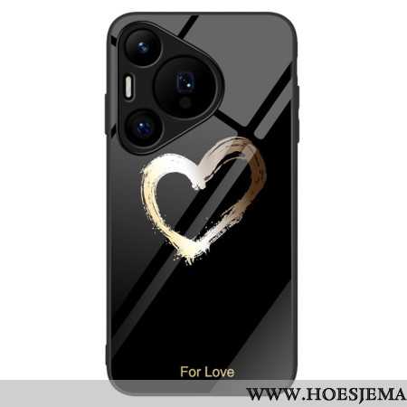 Hoesje Voor Huawei Pura 70 Zwart Hart Gehard Glas