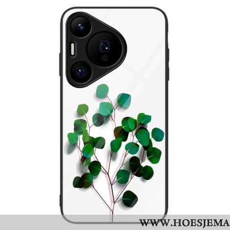 Hoesje Voor Huawei Pura 70 Groene Bladeren Gehard Glas