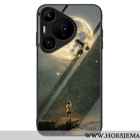 Case Hoesje Huawei Pura 70 Pro Telefoonhoesje Maanpatroon Van Gehard Glas