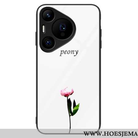 Hoesje Voor Huawei Pura 70 Pro Pioenroos Gehard Glas