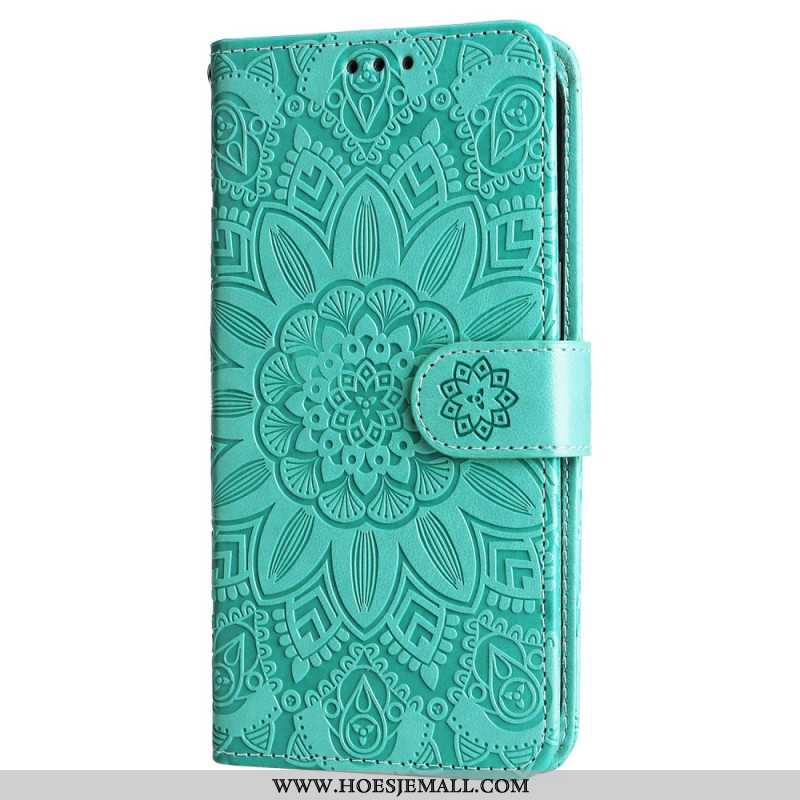 Flip Case Leren Oneplus 12 5g Zonnebloempatroon Met Riempje