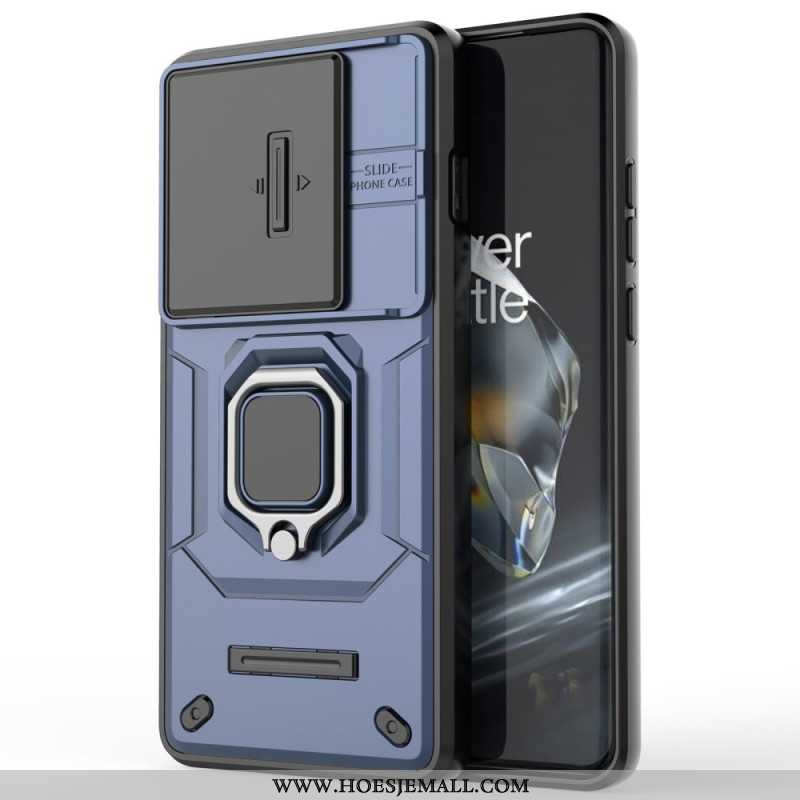 Case Hoesje Oneplus 12 5g Telefoonhoesje Resistente Ring Met Verschuifbare Lensbeschermer