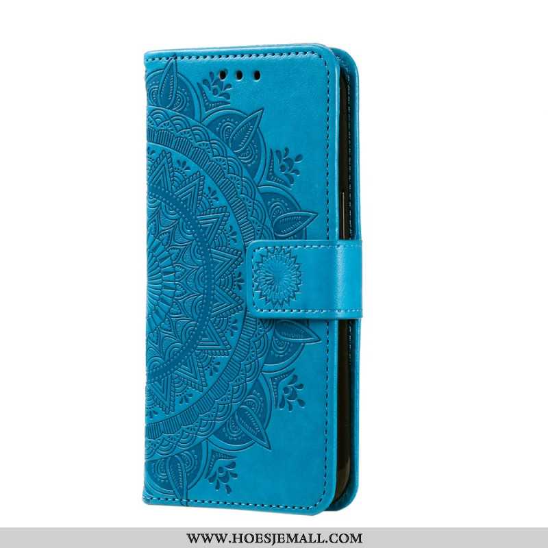 Flip Case Leren Oneplus 12 5g Bloemenmandala Met Koord