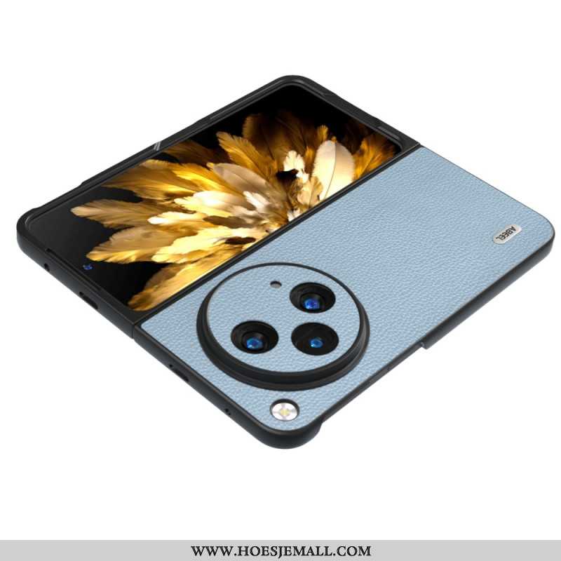 Cover Hoesje Oneplus Open Telefoonhoesje Abeel Litchi Natuurlijk Leer