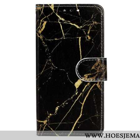 Leren Hoesje Oppo A98 5g Zwart En Goud Marmer Bescherming Hoesje