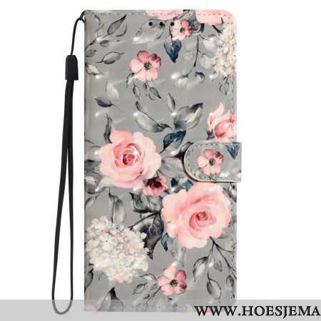 Flip Case Leren Oppo A98 5g Roze Bloemen Met Riem