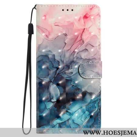 Bescherming Hoesje Oppo A98 5g Roze En Blauw Marmer Met Riempje