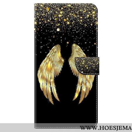 Leren Hoesje Oppo A98 5g Gouden Vleugels Bescherming Hoesje