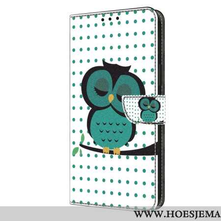 Leren Hoesje Voor Oppo A98 5g Slapende Uil