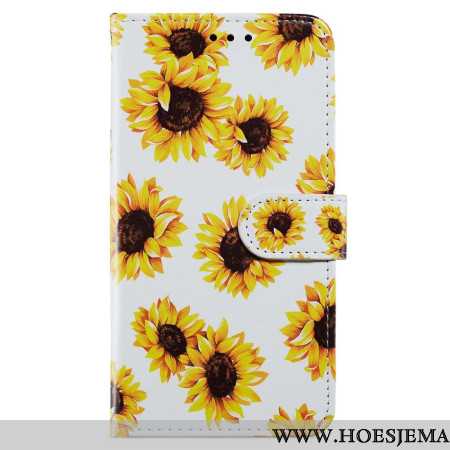 Folio-hoesje Oppo A98 5g Telefoonhoesje Riem Zonnebloemen