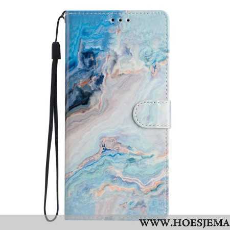 Folio-hoesje Oppo A98 5g Telefoonhoesje Blauw Marmer Met Riem