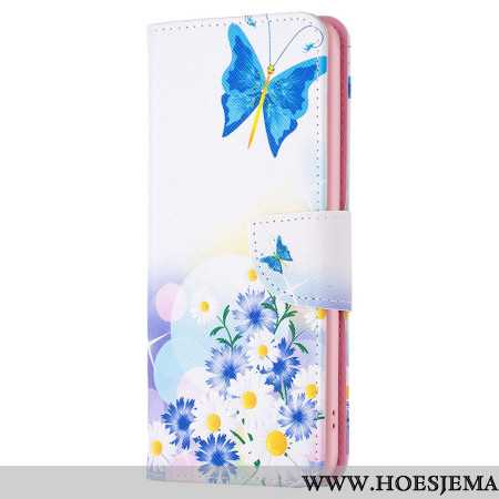 Folio-hoesje Oppo A98 5g Vlinder En Bloemen Aquarel