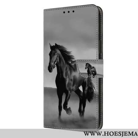 Leren Hoesje Oppo A98 5g Zwart Paard Bescherming Hoesje