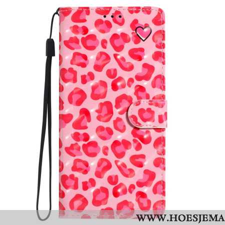 Folio-hoesje Oppo A98 5g Telefoonhoesje 3d Roze Luipaard Met Riem