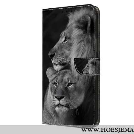 Flip Case Leren Oppo A98 5g Paar Leeuwen