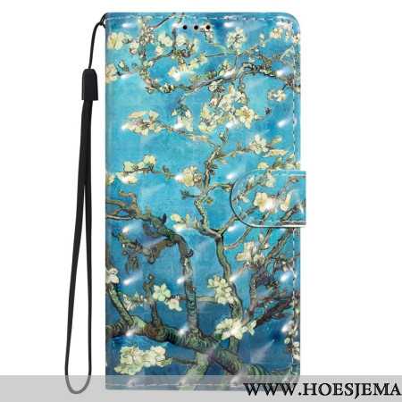 Leren Hoesje Oppo A98 5g 3d Abrikoosbloem Met Bandje