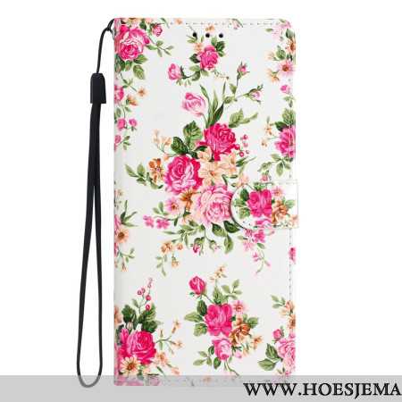 Folio-hoesje Oppo A98 5g Rode Bloemen Met Riem